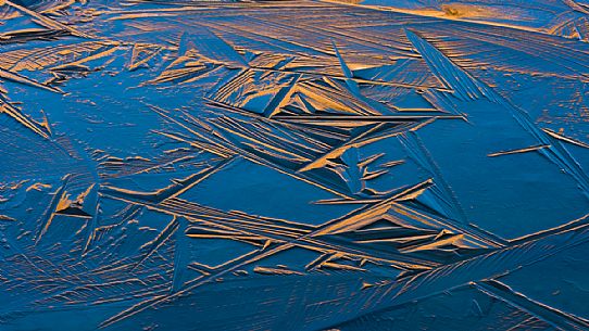 Details of the newly formed ice on Lake Calaita, Paneveggio and Pale di San Martino natural park, dolomites, Trentino, Italy, Europe