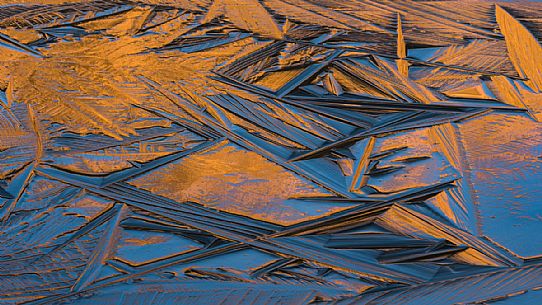 Details of the newly formed ice on Lake Calaita, Paneveggio and Pale di San Martino natural park, dolomites, Trentino, Italy, Europe