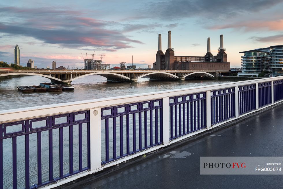 A view of Battersea Power Station at the dusk
