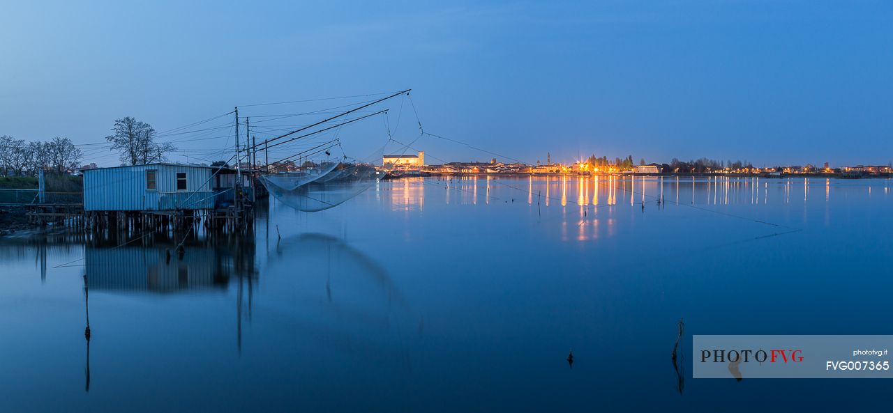 A house for fishing on the Comacchio's lagoon after the dusk