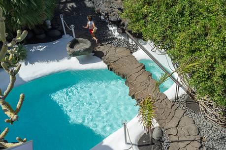 Swimming pool inside of Cesar Manrique's (artist) home.