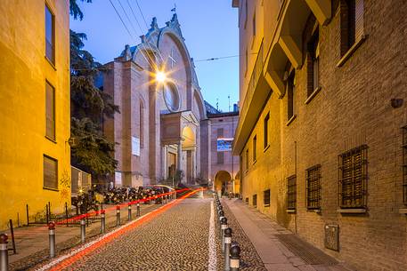 A view of San Giovanni in Monte church after the dusk.
