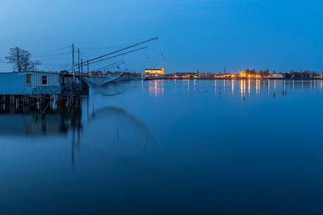 A house for fishing on the Comacchio's lagoon after the dusk