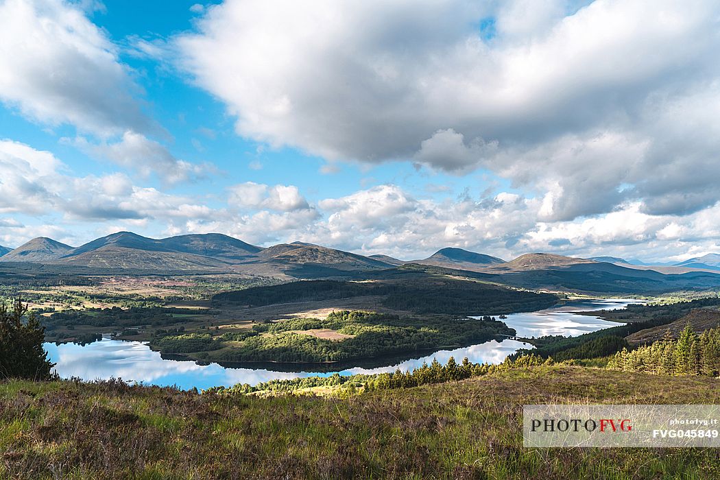 A shot from the road A887 of river Moriston, in the scottish highlands, Scotland, Great Britain, Europe