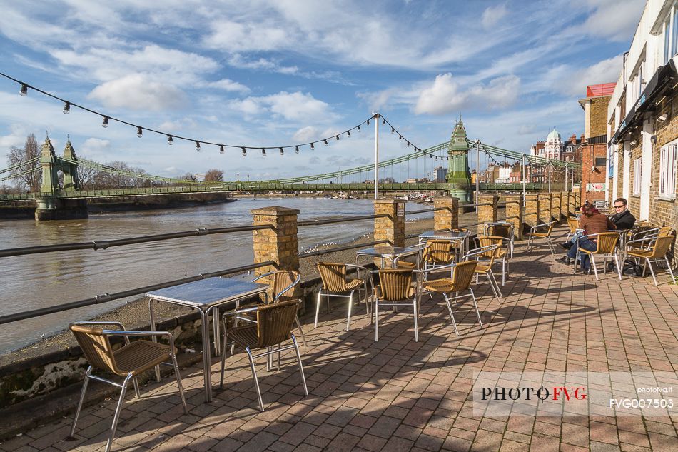 A view of Hammersmith Bridge from the Riverside Studios terrace