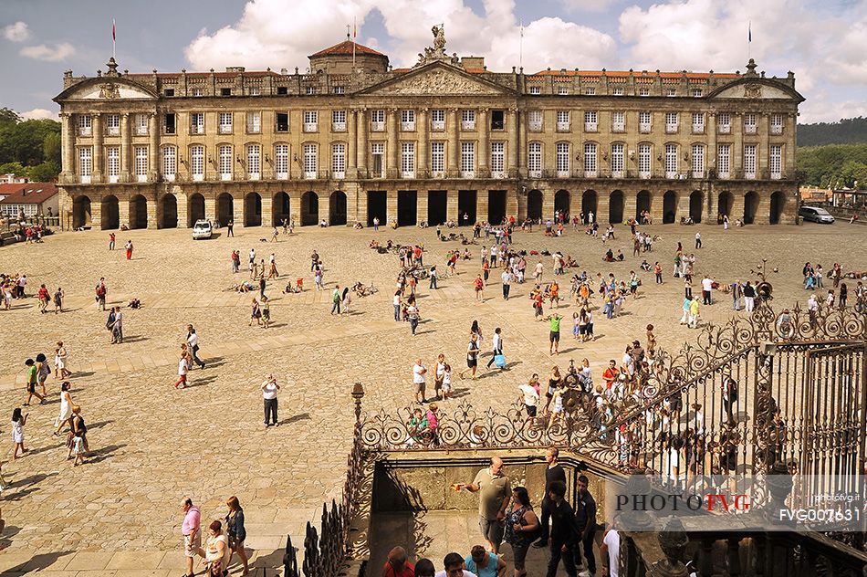 Way of St.James - Pilgrims in Praza do Obradoiro