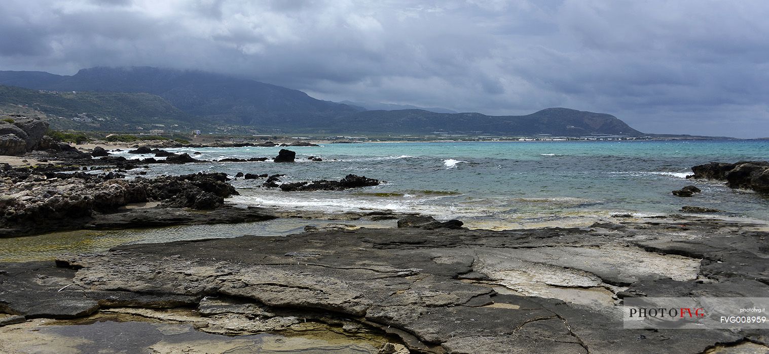 Rocks by the sea on beach of Falassarna