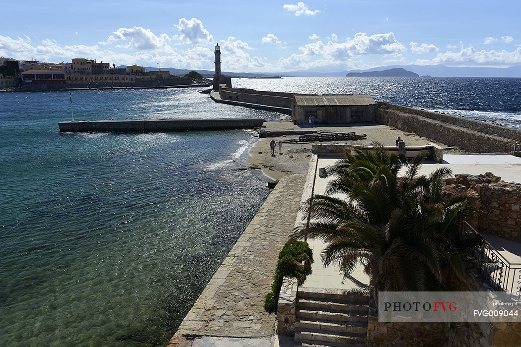 The lighthouse in the old harbour of Chani 