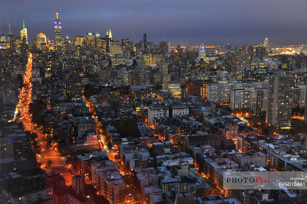 Overview of Manhattan lights from the 46th floor of the Trump SoHo