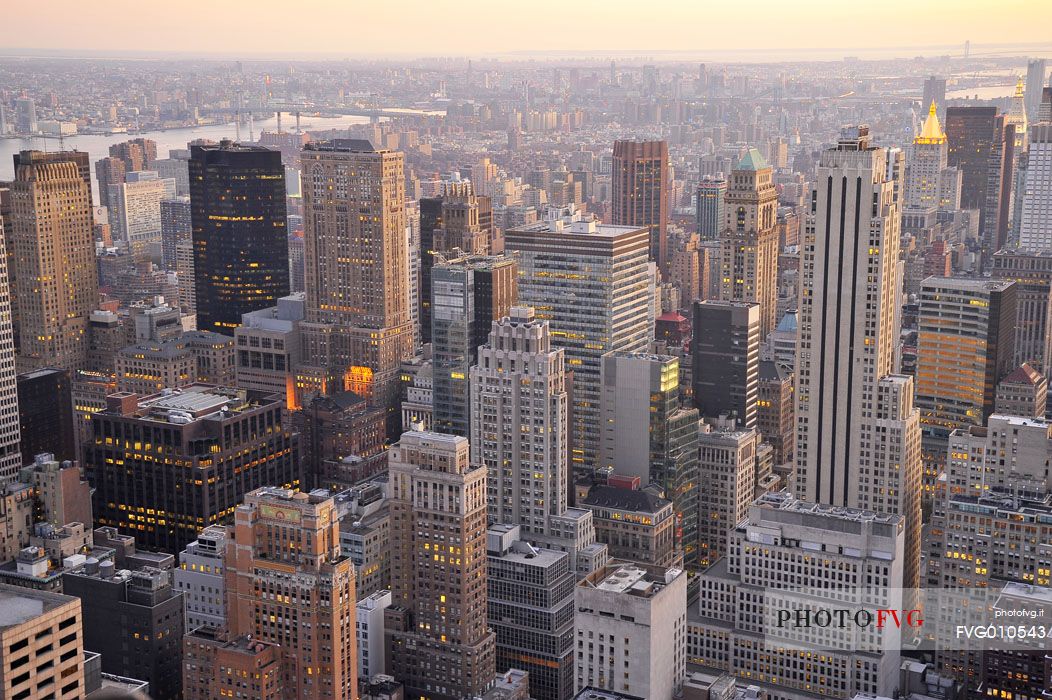 View of Manhattan skyscrapers from the Top of the Rock