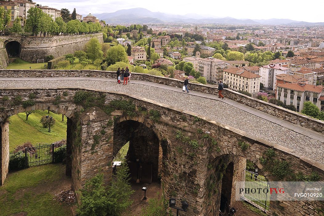 View of the lower city and the old pedestrian street towards Porta San Giacomo in the upper city