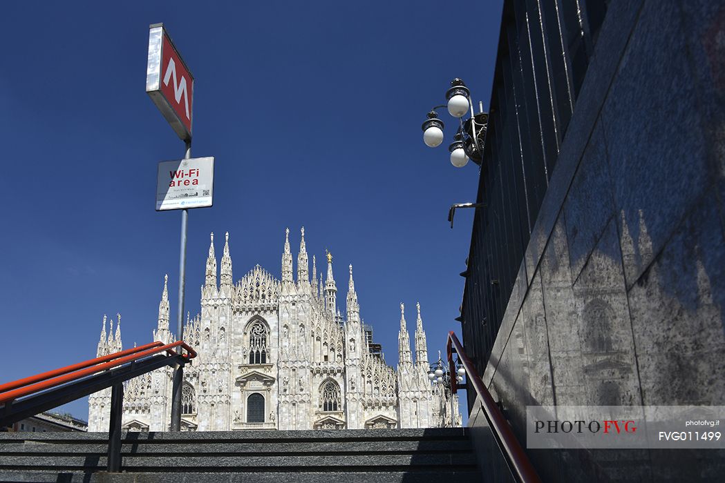 The Milan Cathedral from the exit of the underground