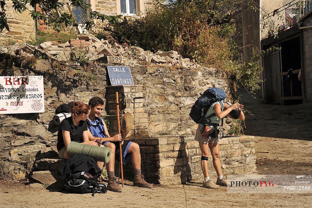 Way of St. James, Camino de Santiago to Compostela, walking to O Cebreiro, Lugo, Galicia, Spain
