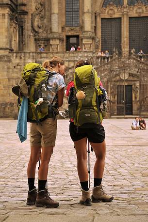 Way of St.James - Pilgrims in Praza do Obradoiro