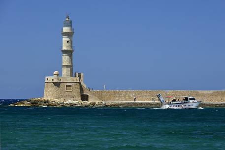 The lighthouse in the old harbour of Chani 