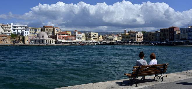 Chani harbour and skyline of the old town