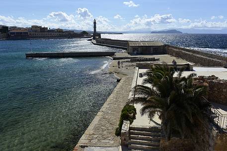 The lighthouse in the old harbour of Chani 