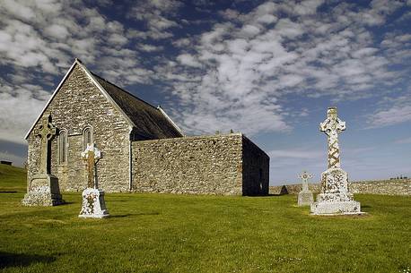 Old Church and Celtic Cross at Clonmacnoise