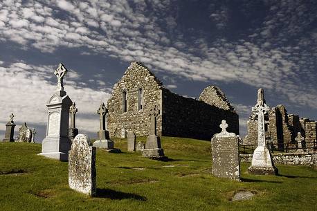 Old Church and Celtic Cross at Clonmacnoise