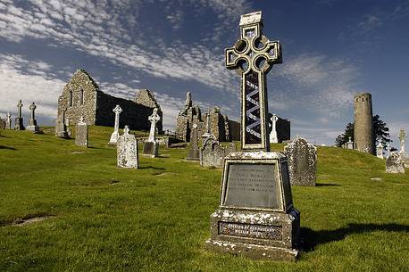 Old Church and Celtic Cross at Clonmacnoise