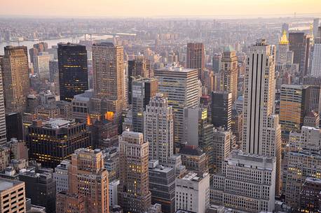 View of Manhattan skyscrapers from the Top of the Rock