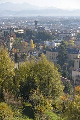 Curch and bell tower of Sant'Alessandro della Croce in the lower city