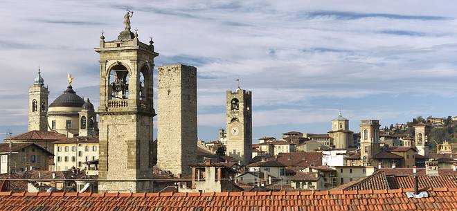 Towers and Steeples of the upper city of Bergamo, view from Towers and Steeples of the upper city of Bergamo, view from