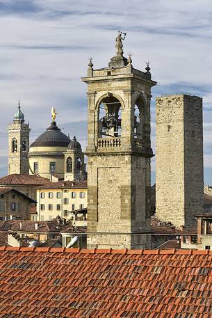 Towers and Steeples of the upper city of Bergamo, view from 