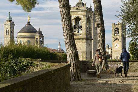 Towers and Steeples of the upper city of Bergamo, view from 