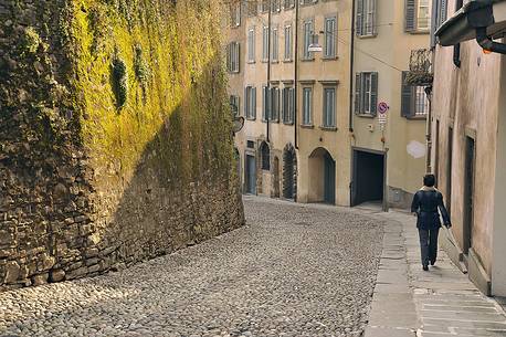 Via Sant'Alessandro, the old and steep street that connects the lower with the upper city, Bergamo, Italy Via Sant'Alessandro, the old and steep street that connects the lower with the upper city, Bergamo, Italy