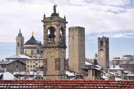 Towers and Steeples of the upper city of Bergamo, view from 