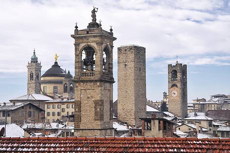 Towers and Steeples of the upper city of Bergamo, view from Towers and Steeples of the upper city of Bergamo, view from