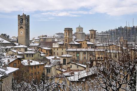 Towers and Steeples of the upper city of Bergamo, view from 