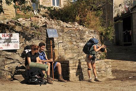 Way of St. James, Camino de Santiago to Compostela, walking to O Cebreiro, Lugo, Galicia, Spain
