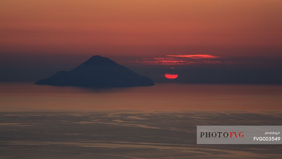 Sunset on the Filicudi island from Vulcano