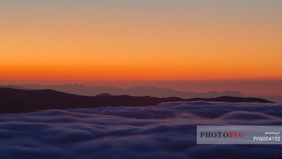 Fog in sunset