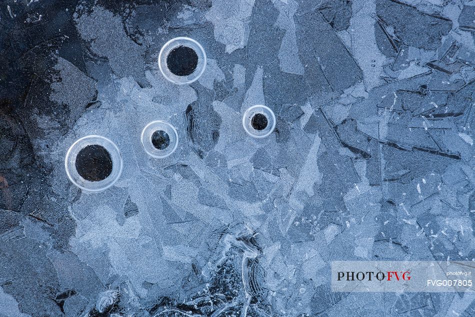 Ice formation in a frozen pond near Jokulsarlon