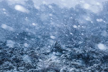 Snowstorm on Mount Etna