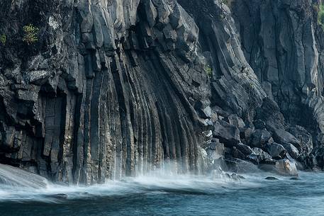 Basalt columns along the cliffs of Santa Maria La Scala