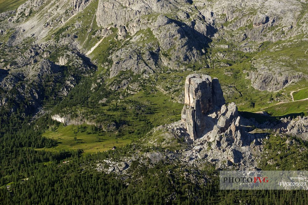 Cinque Torri mountain from above, Cortina d'Ampezzo, dolomites, Italy