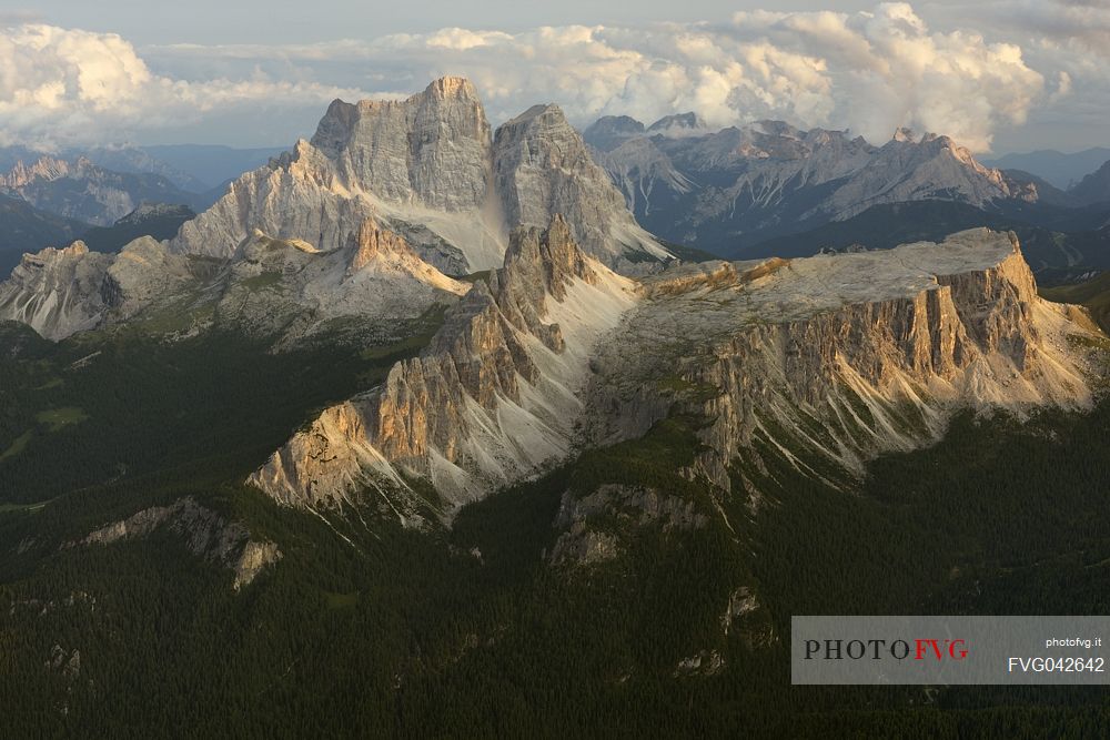 Monte Pelmo, Croda da Lago and Lastoni de Formin peaks from the top of Tofana di Mezzo, Cortina d'Ampezzo, dolomites, Italy