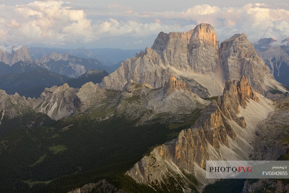 Monte Pelmo and Croda da Lago peaks from the top of Tofana di Mezzo, Cortina d'Ampezzo, dolomites, Italy