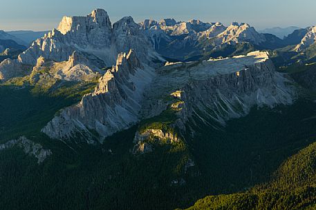 Landscape from Tofana di Mezzo to Croda da Lago and Pelmo mounts, Cortina d'Ampezzo, dolomites, Italy