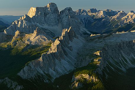 Landscape from Tofana di Mezzo to Croda da Lago and Pelmo mounts, Cortina d'Ampezzo, dolomites, Italy