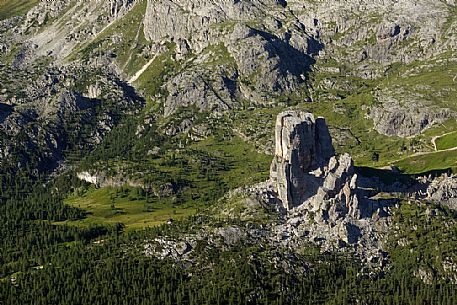 Cinque Torri mountain from above, Cortina d'Ampezzo, dolomites, Italy