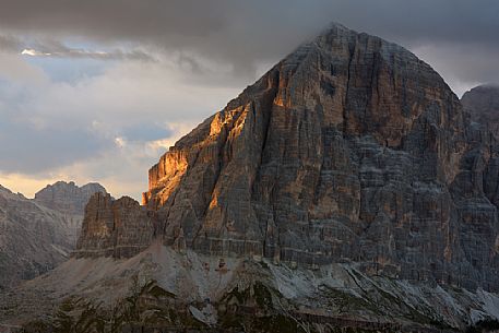 Sunset from Refuge Nuvolau (2575 m) towards Tofana di Rozes mountain, Cortina d'Ampezzo, Veneto, italy Sunset from Refuge Nuvolau (2575 m) towards Tofana di Rozes mountain, Cortina d'Ampezzo, Veneto, italy
