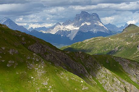 Pelmo mountain from the Viel del Pan path in the Padon mountain group.
The Viel del Pan is an ancient communication route that joins the Pordoi Pass to the Fedaia Pass, dolomites. Italy
Pelmo mountain from the Viel del Pan path in the Padon mountain group.
The Viel del Pan is an ancient communication route that joins the Pordoi Pass to the Fedaia Pass, dolomites. Italy