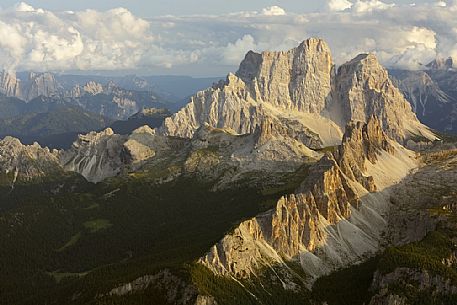 Monte Pelmo and Croda da Lago peaks from the top of Tofana di Mezzo, Cortina d'Ampezzo, dolomites, Italy