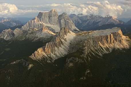 Monte Pelmo, Croda da Lago and Lastoni de Formin peaks from the top of Tofana di Mezzo, Cortina d'Ampezzo, dolomites, Italy Monte Pelmo, Croda da Lago and Lastoni de Formin peaks from the top of Tofana di Mezzo, Cortina d'Ampezzo, dolomites, Italy