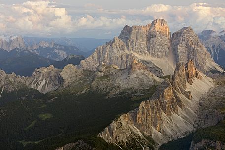 Monte Pelmo and Croda da Lago peaks from the top of Tofana di Mezzo, Cortina d'Ampezzo, dolomites, Italy